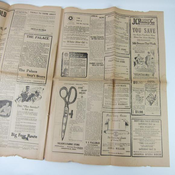 The Ansonian Newspaper Ansonia Darke County Ohio Thursday May 1927 Antique RARE - Picture 12 of 16